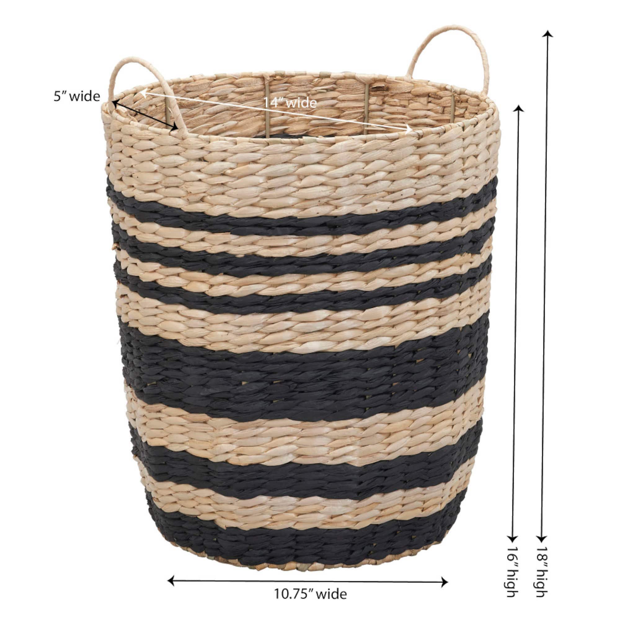 Household Essentials 18" Black & Natural Cattail & Paper Banded Basket